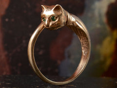 Vintage 1950s Cat Ring with Emerald Eyes