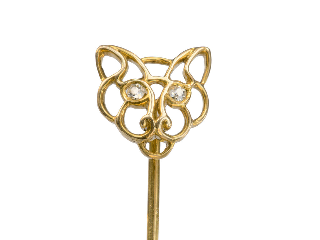 c1900 Diamond Panther Stick Pin (on white background)