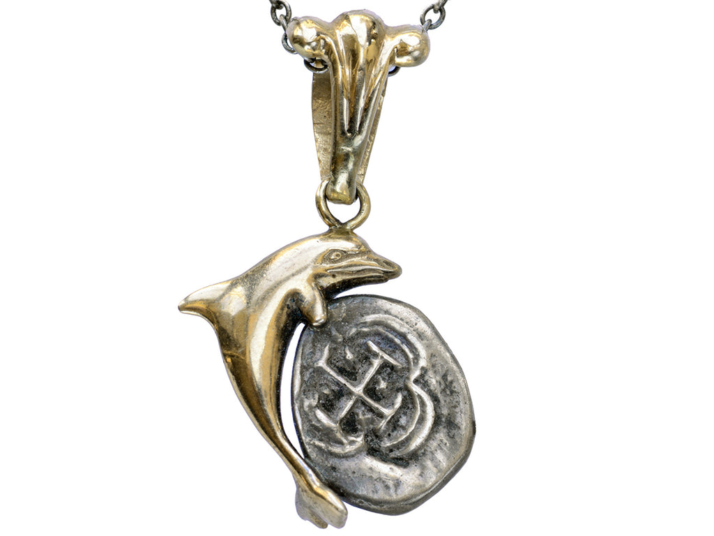 Dolphin & Celtic Coin Pendant (on white background)