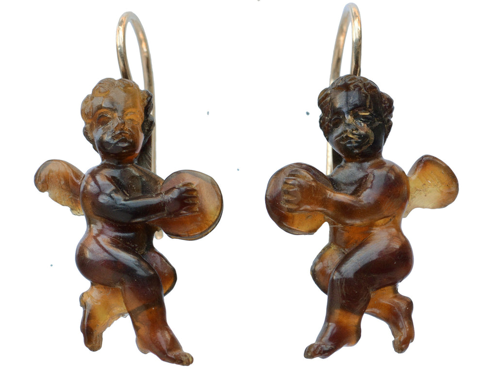 c1860 Victorian Cherub Earrings (on white background)