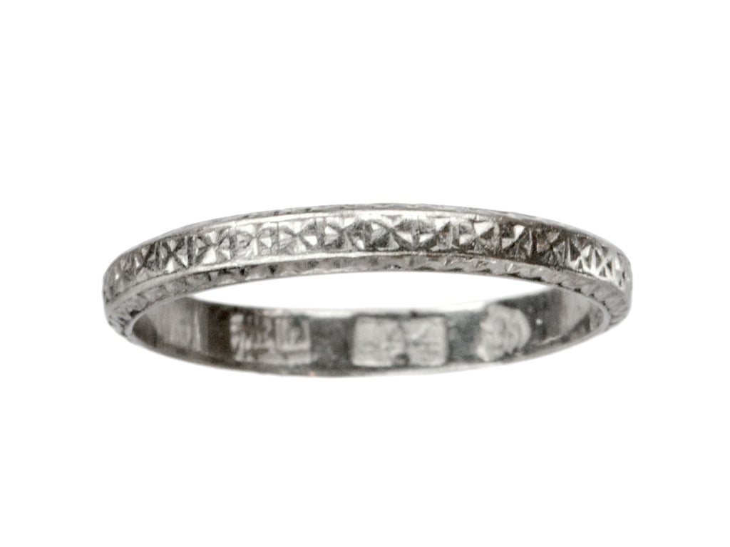 1940s Chinese Deco Platinum Band (on white background)
