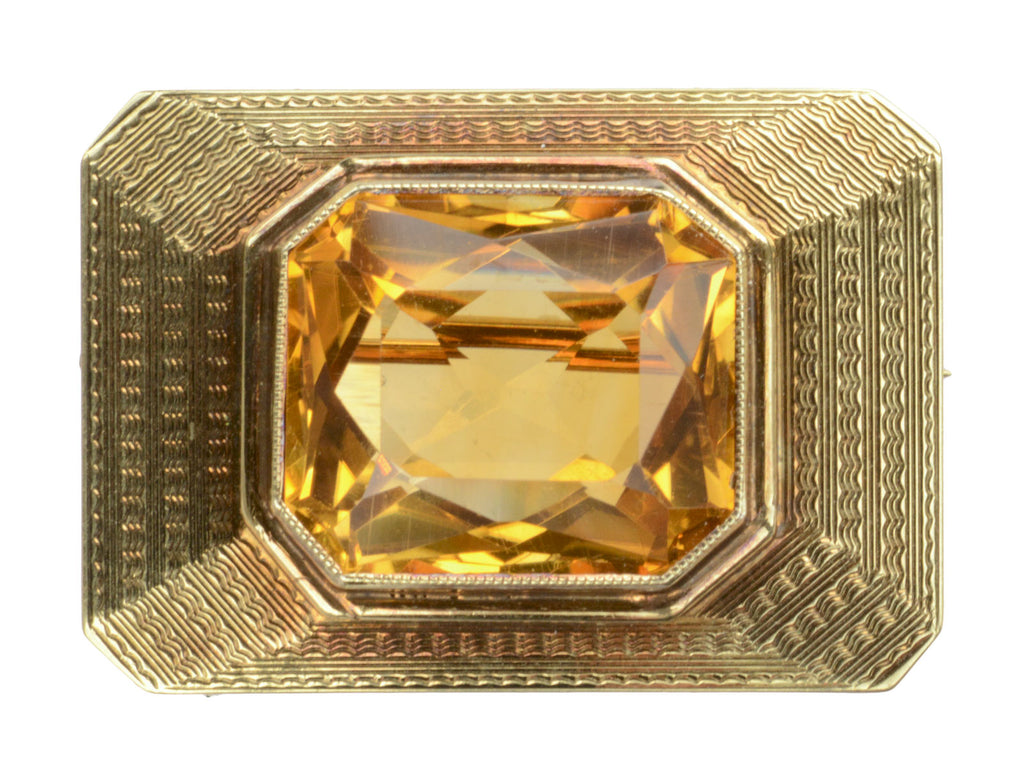 1940s 14K Citrine Brooch (on white background)