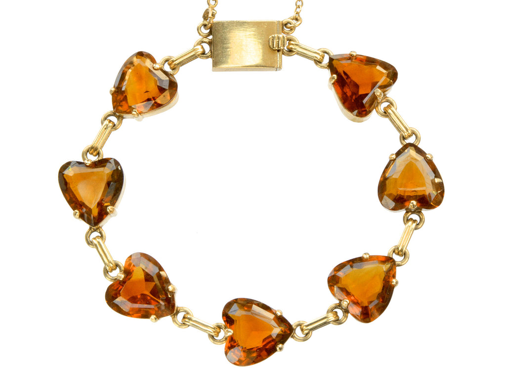 c1960 Citrine Heart Bracelet (on white background)
