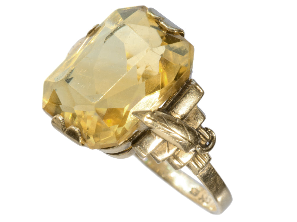 c1930 Citrine Feather Ring (on white background)