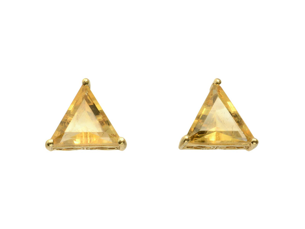 1980s Triangular Citrine Studs (on white background)