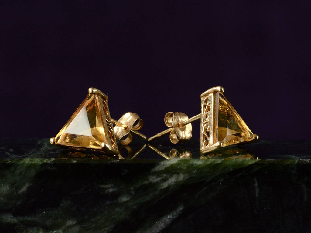 1980s Triangular Citrine Studs (side view)