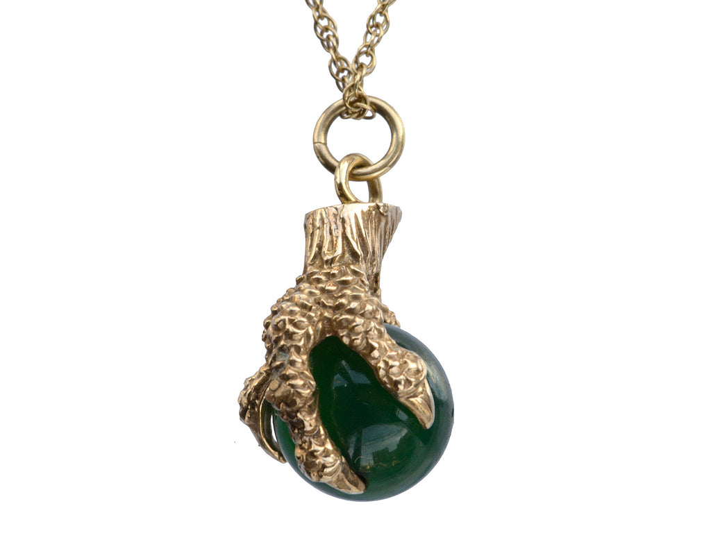 1970s Jade Bird Claw Necklace (on white background)
