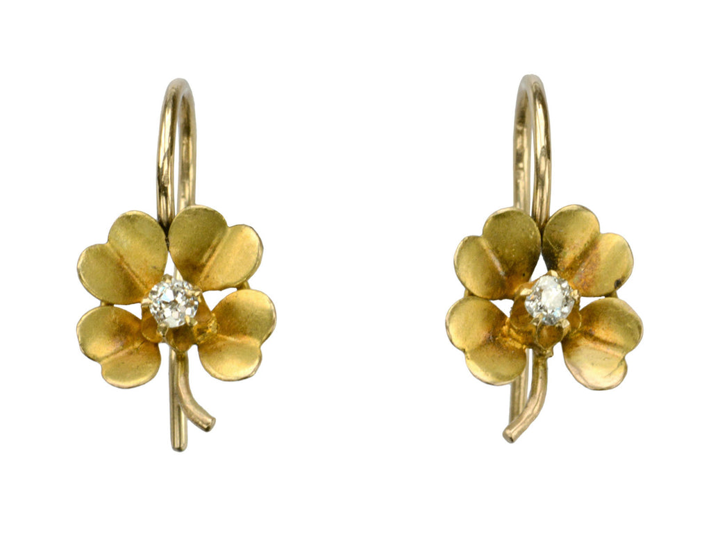 1900s Edwardian Clover Earrings (on white background)