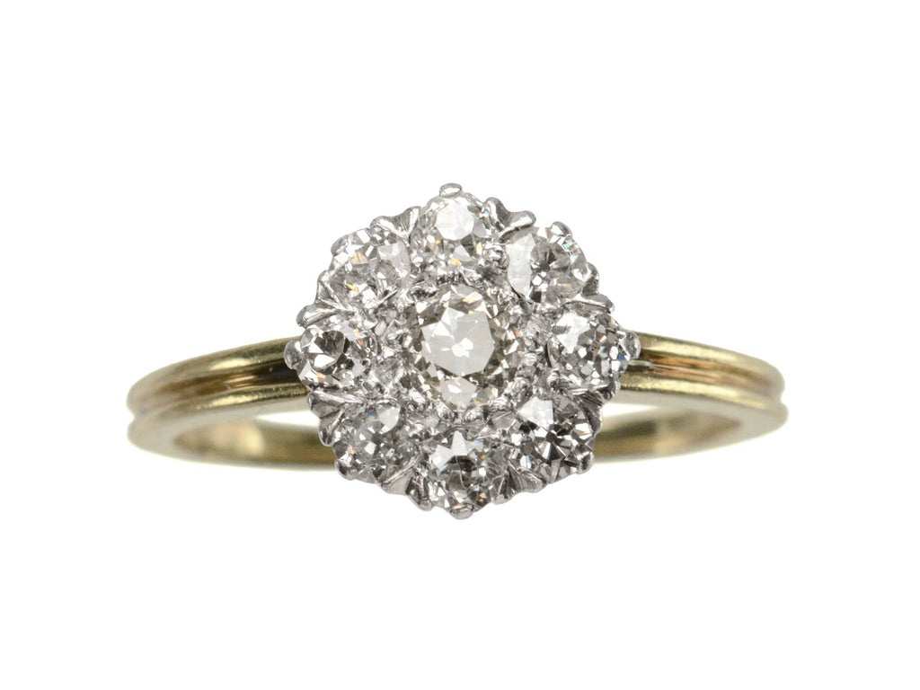 c1910 Edwardian Diamond Cluster Ring (on white background)