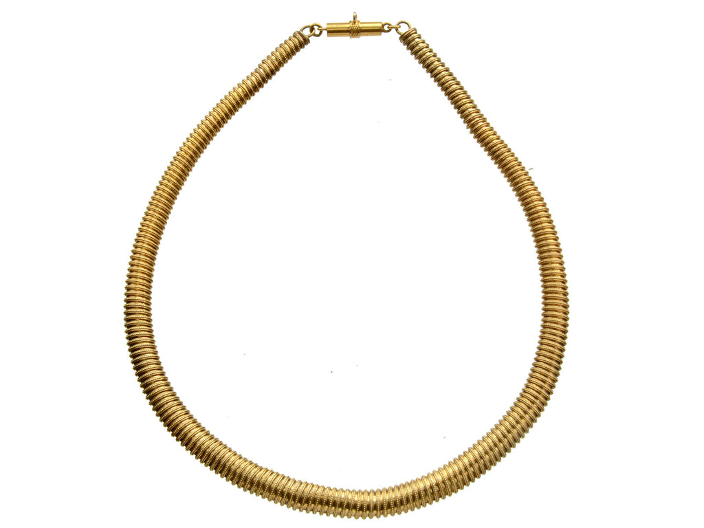 1880s Etruscan Revival Gaspipe Necklace (on white background)