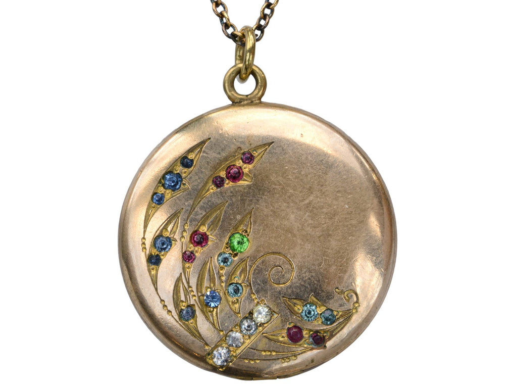 1900s Colorful Art Nouveau Locket (on white background)
