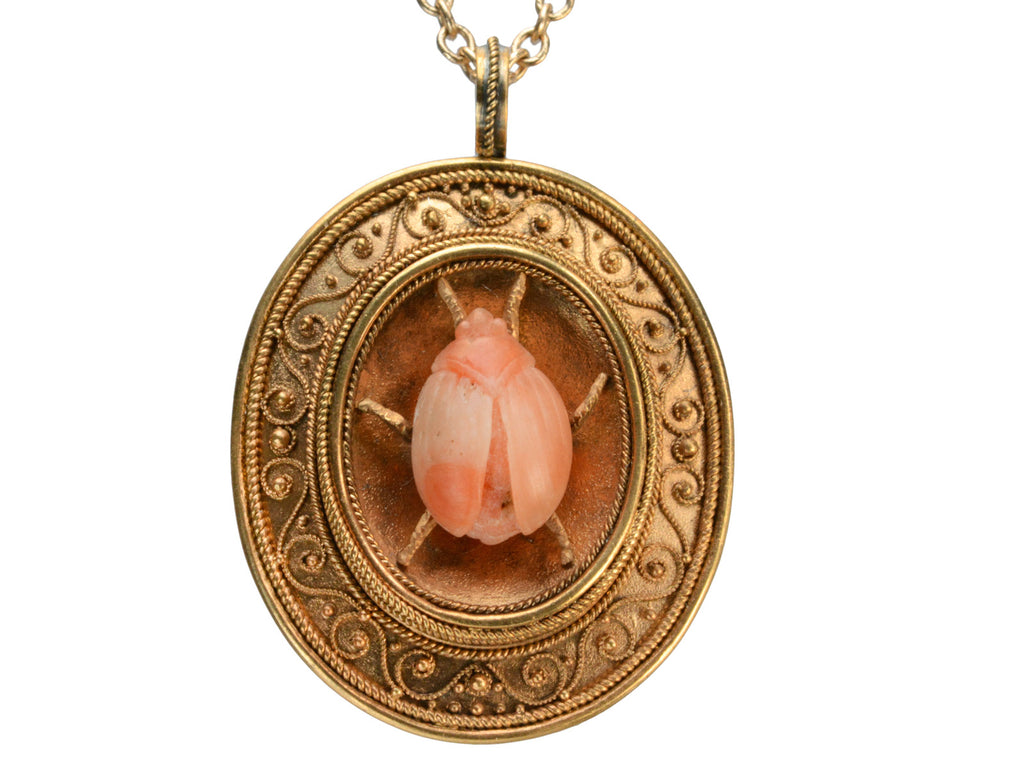 1870s Etruscan Bug Necklace (on white background)