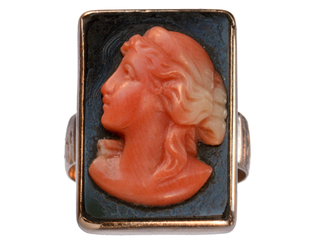 1890s Coral Cameo Ring (on white background)