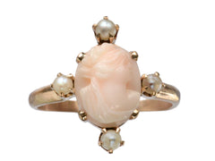 1900s Pink Coral Cameo Ring