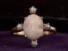 1900s Pink Coral Cameo Ring