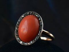 c1880 Victorian Coral & Diamond Ring