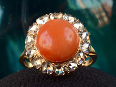 1880s Coral & Diamond Ring