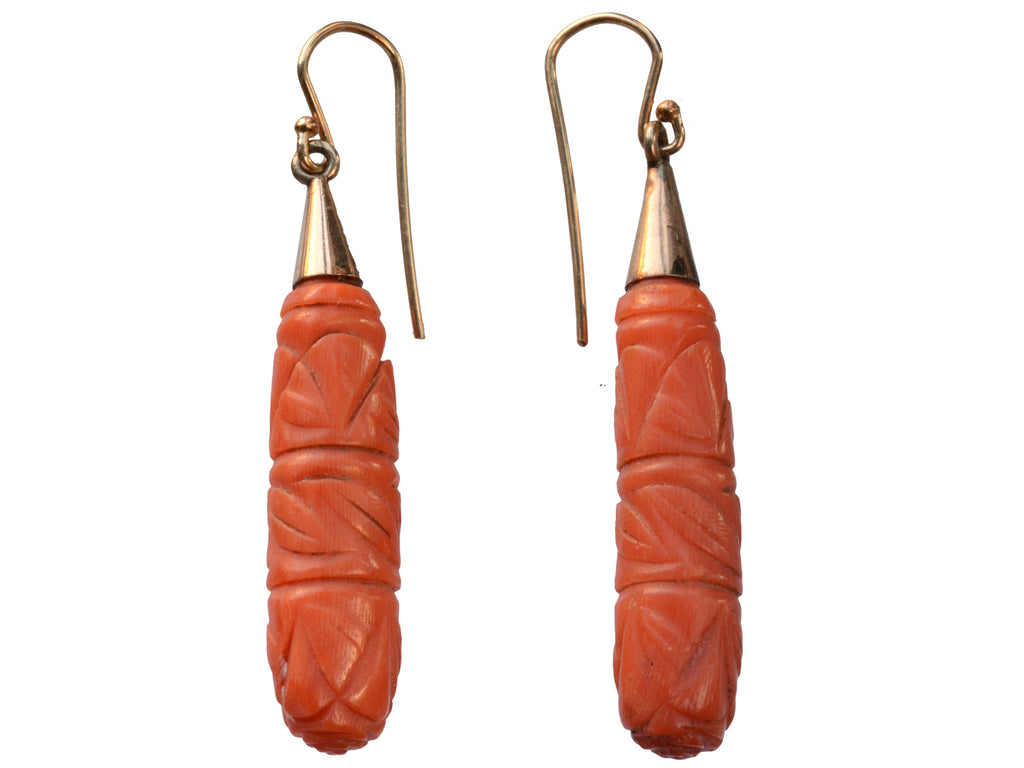 1860s Victorian Coral Earrings (on white background)