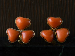 c1950 Coral Clover Earrings