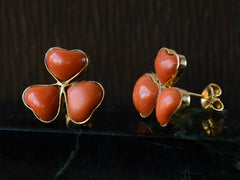 c1950 Coral Clover Earrings