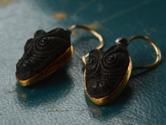1890s Victorian Lava Crocodile Earrings