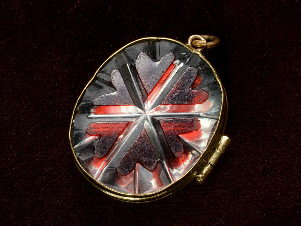 c1850 Victorian Cut Crystal Locket (on black background)