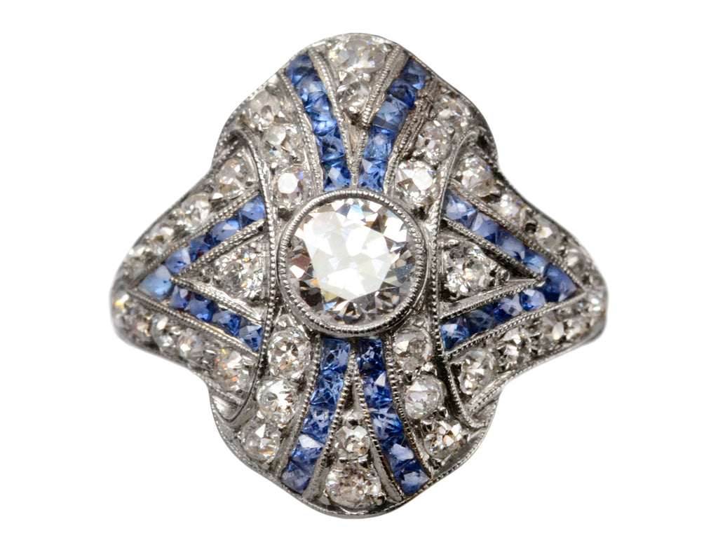 1920s Deco Diamond & Sapphire