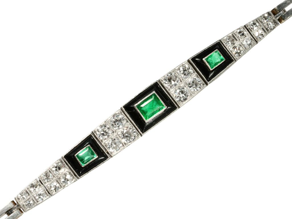 1920s Art Deco Emerald Bracelet (on white background)