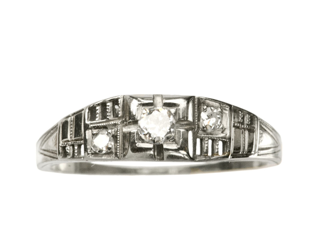 1930s Art Deco Asymmetrical Filigree Ring