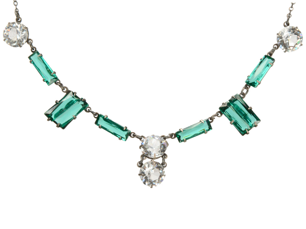 Art Deco Green Paste Necklace (on white background)