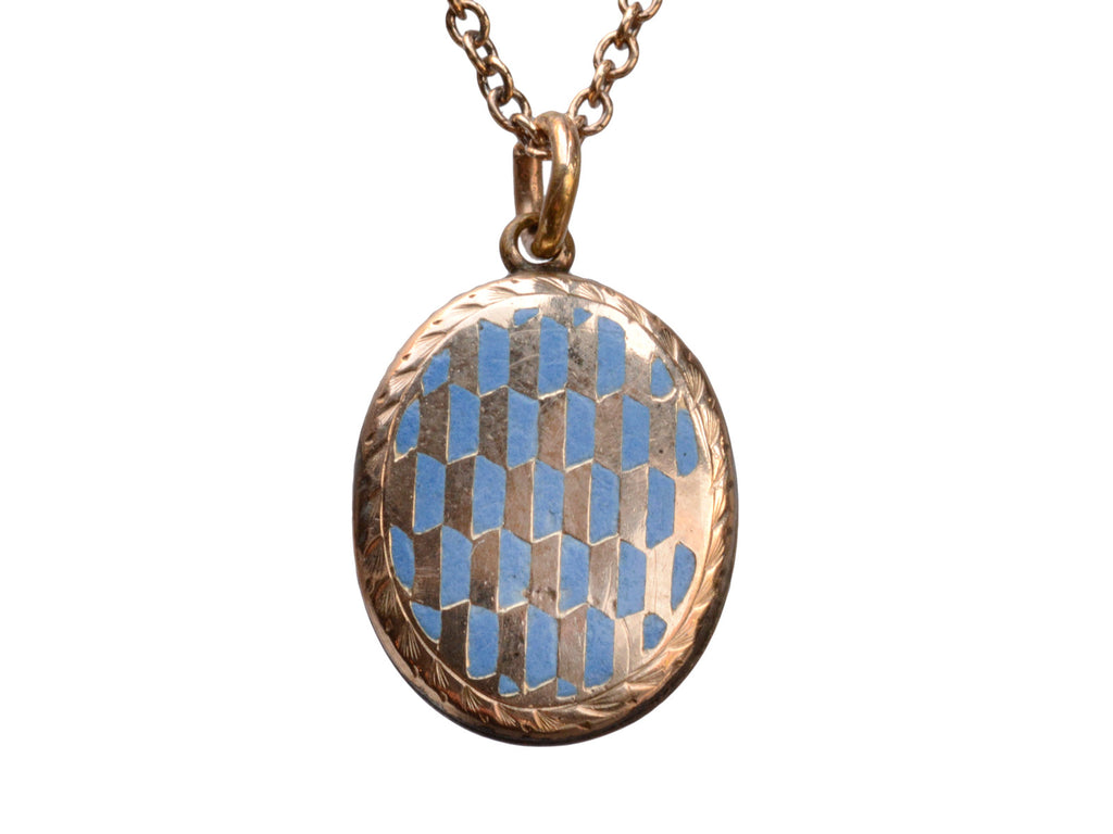 1890s Geometric Enamel Locket (on white background)