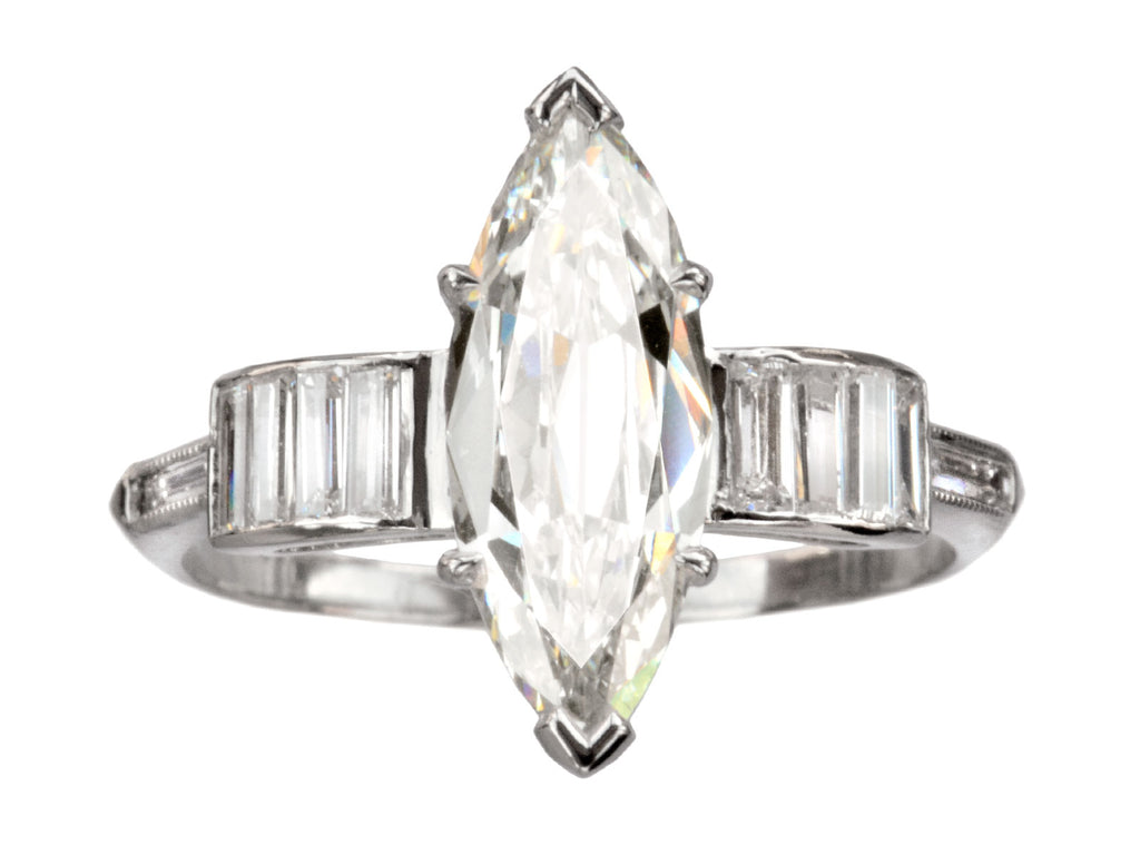 1930s Deco 1.70ct Marquise Ring (on white background)