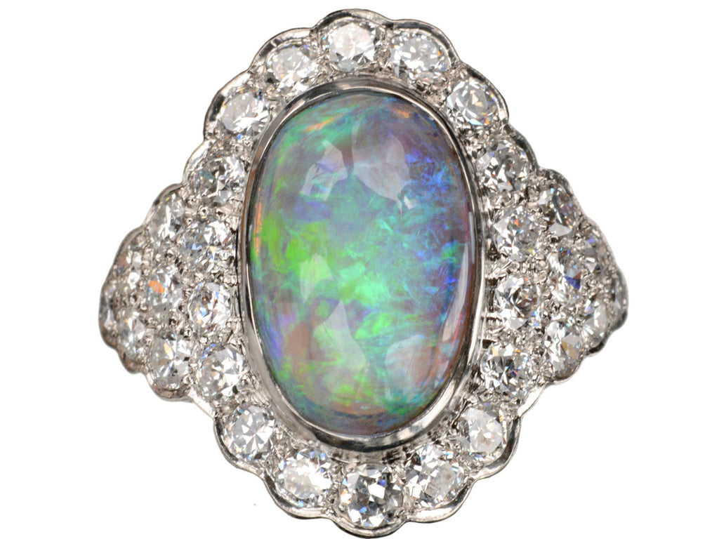 1940s Art Deco Opal Ring (on white background)