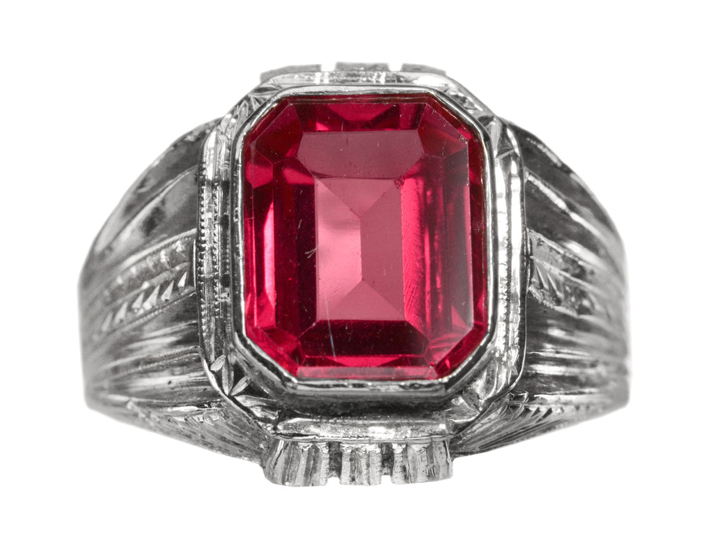 c1930 Art Deco Red Ring (on white background)