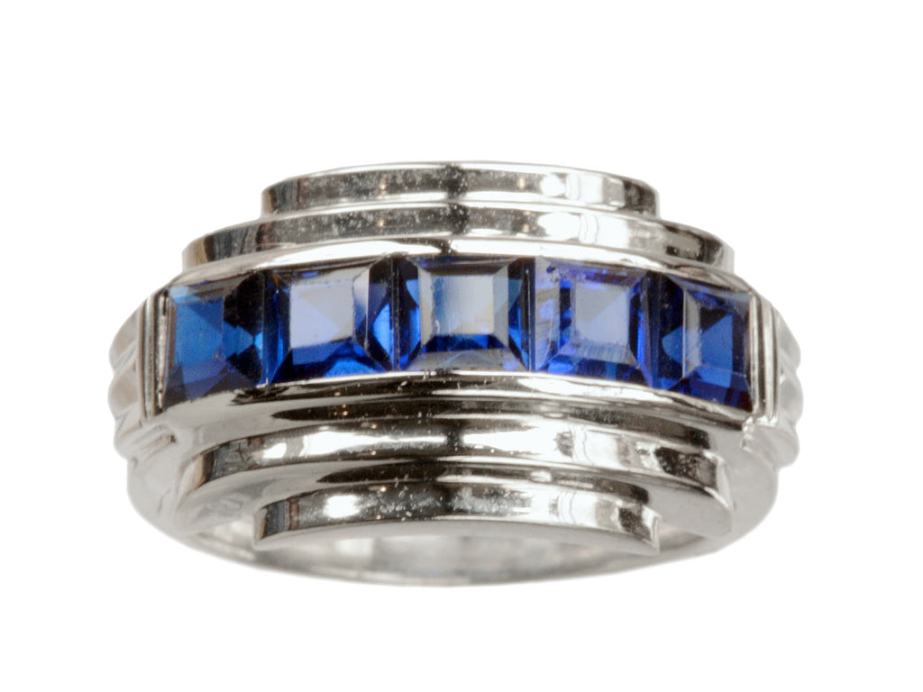 1930-40s Deco Sapphire Ring (on white background)