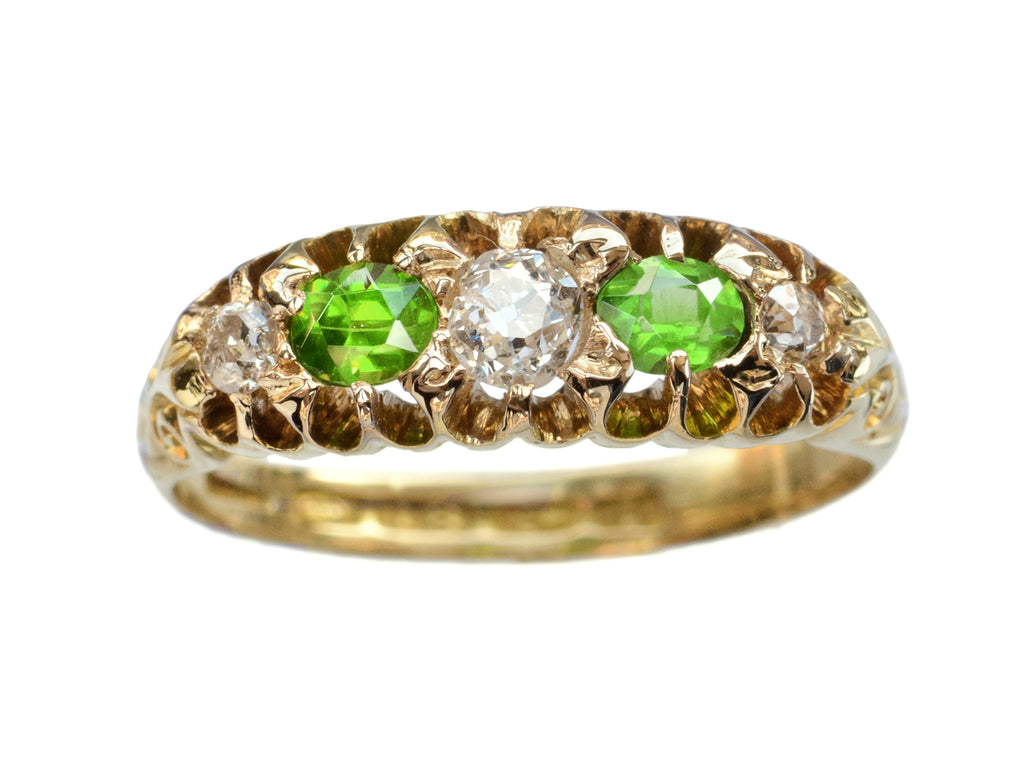 1910 Demantoid & Diamond Ring (on white background)