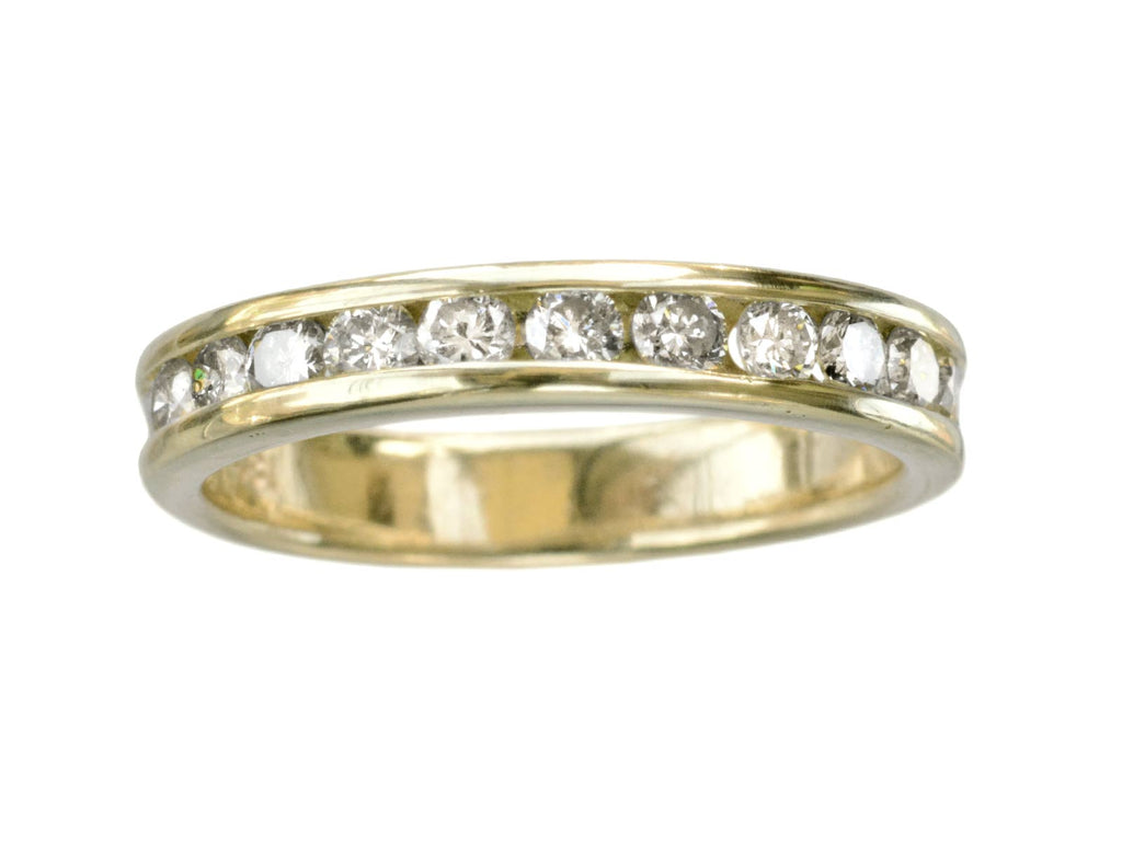 1980s Yellow Gold Diamond Band (on white background)
