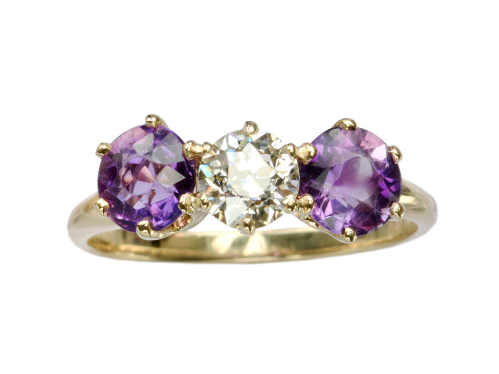 1900s Amethyst & Diamond Ring (on white background)