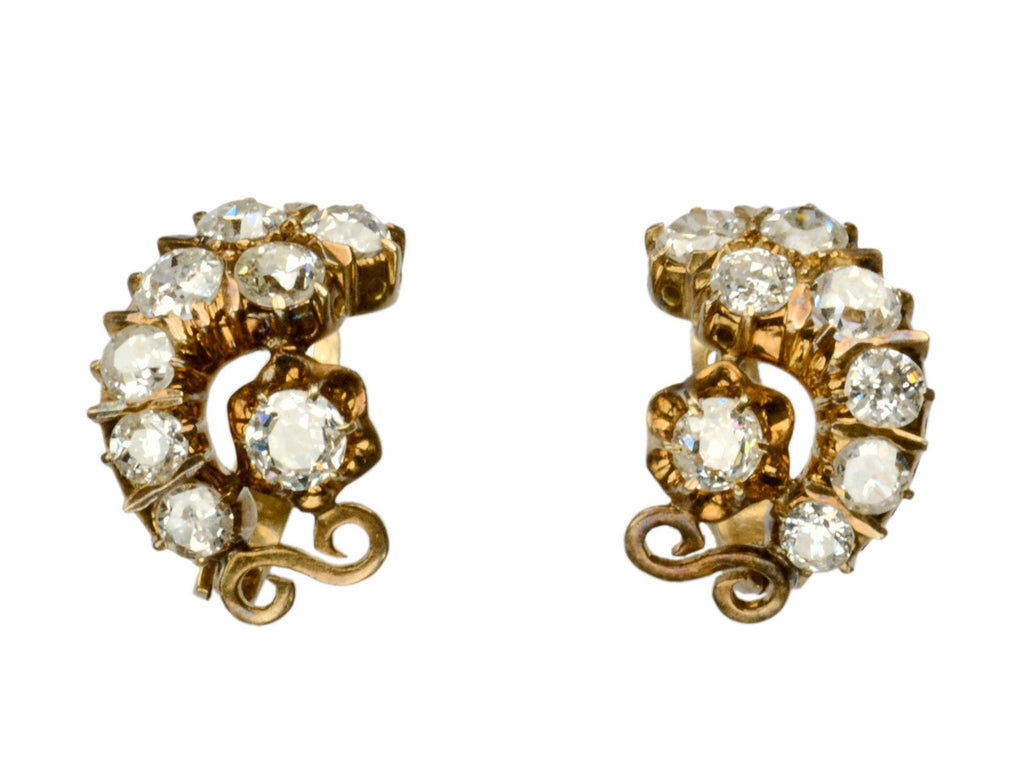 1930s Deco Diamond Rose Gold Earrings (on white background)