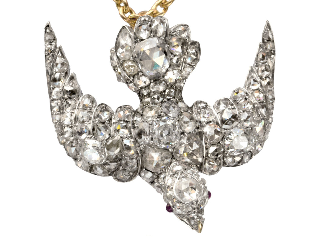 c1890 Diamond Bird Pendant (on white background)