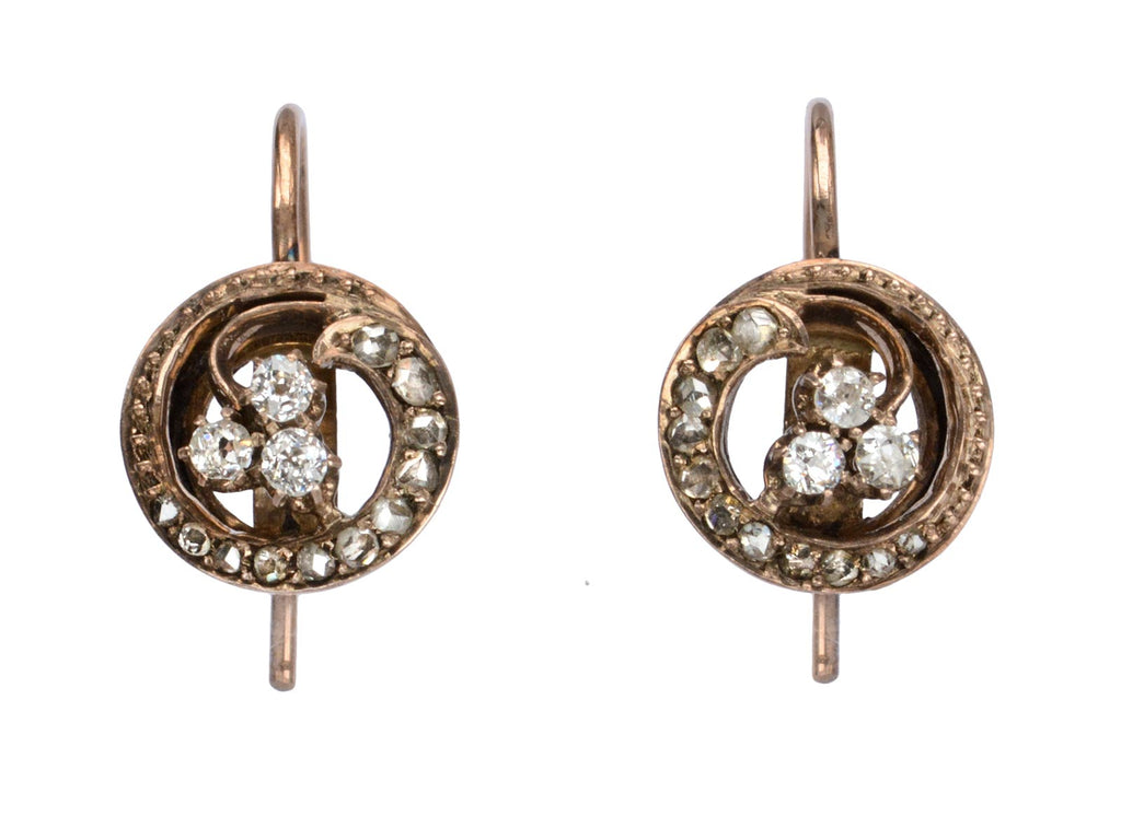 c1900 Diamond Clover Earrings (on white background)