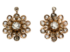 1880s Victorian Diamond Flower Earrings