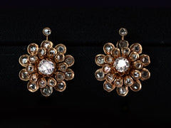 1880s Victorian Diamond Flower Earrings