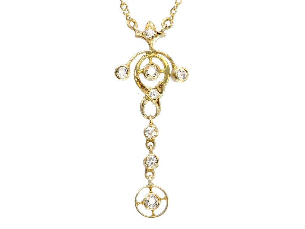c1900 Art Nouveau Diamond Pendant (on white background)