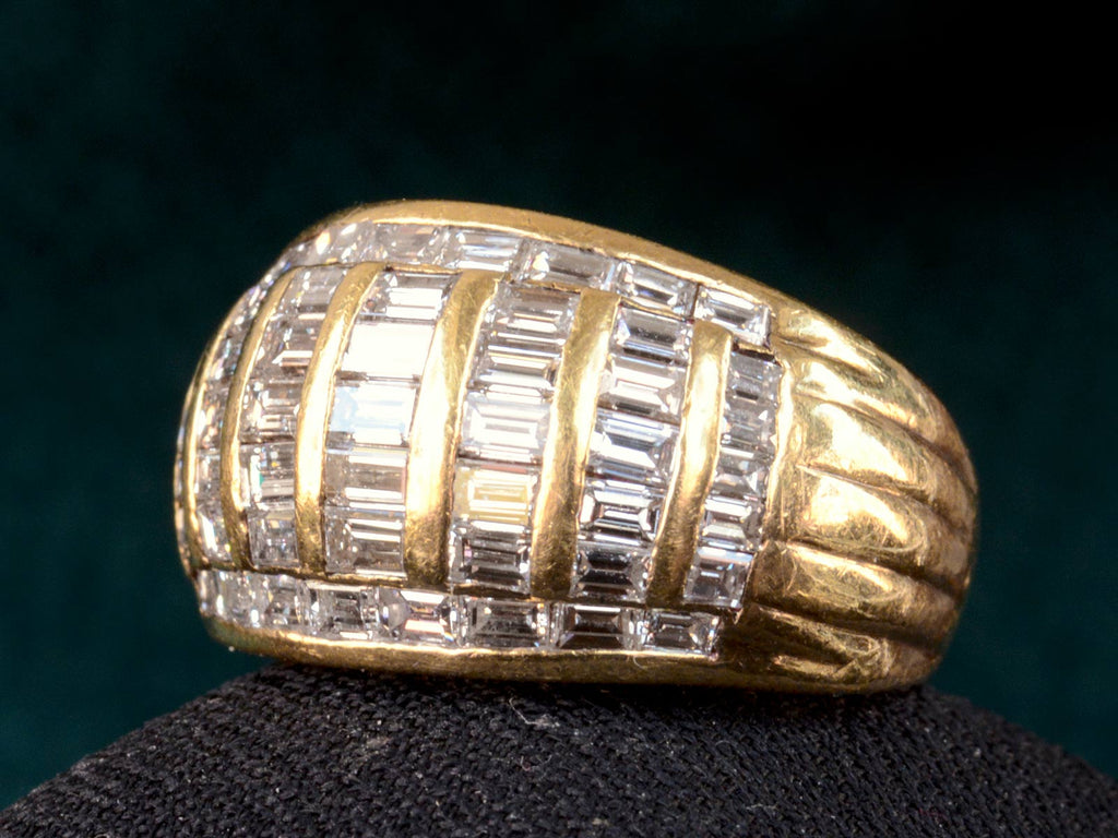 1970s Baguette Diamond Bombe Ring