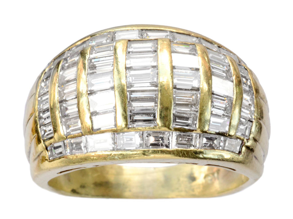 1970s Baguette Diamond Bombe Ring (on white background)