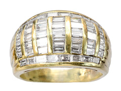 1970s Baguette Diamond Bombe Ring