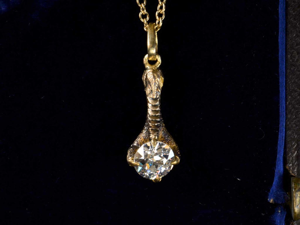 c1890 Diamond Bird Claw Necklace