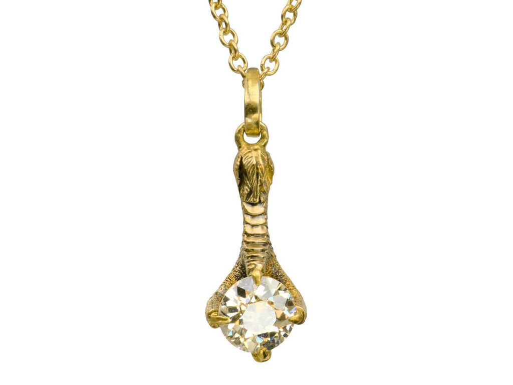 c1890 Diamond Bird Claw Necklace (on white background)