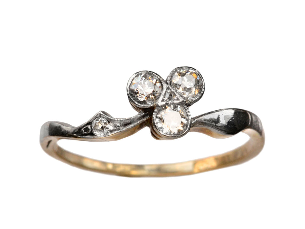 1900s Diamond Clover Ring (on white background)